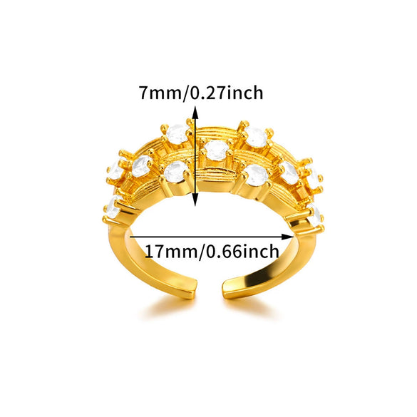 Wholesale Copper Geometric Inlaid Zircon Bead Ring For Women With Electroplating