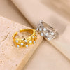 Wholesale Copper Geometric Inlaid Zircon Bead Ring For Women With Electroplating