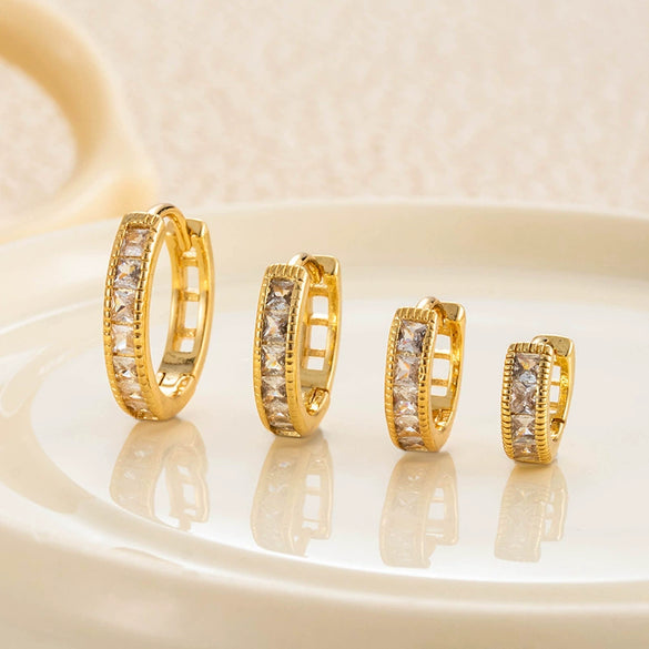 Wholesale Copper Geometric Inlaid Zircon Earrings For Women