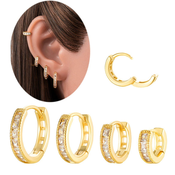 Wholesale Copper Geometric Inlaid Zircon Earrings For Women