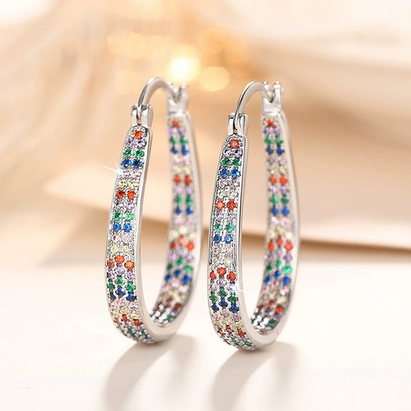 Wholesale Copper Geometric Inlaid Zircon Niche Bohemian Style Earrings