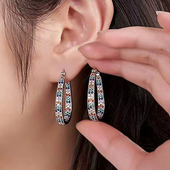 Wholesale Copper Geometric Inlaid Zircon Niche Bohemian Style Earrings