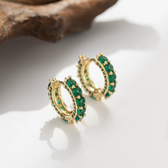 Wholesale Copper Geometric Inlaid Zircon Retro Unisex Earrings