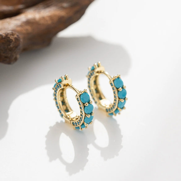 Wholesale Copper Geometric Inlaid Zircon Retro Unisex Earrings