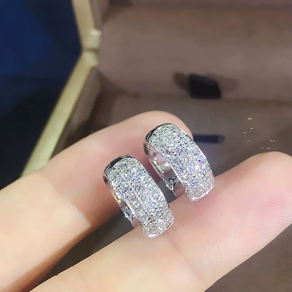 Wholesale Copper Geometric Inlaid Zircon Women's Earrings