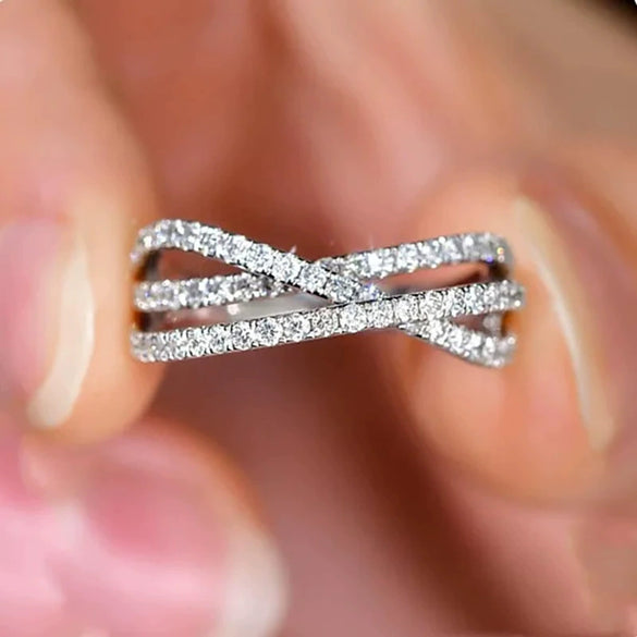 Wholesale Copper Geometric Inlaid Zircon Women's Ring