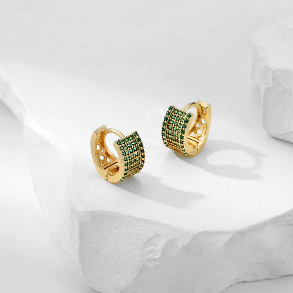 Wholesale Copper Geometric Inlaid Zircon Women's Small Square Earrings Light Luxury Simple Fashion