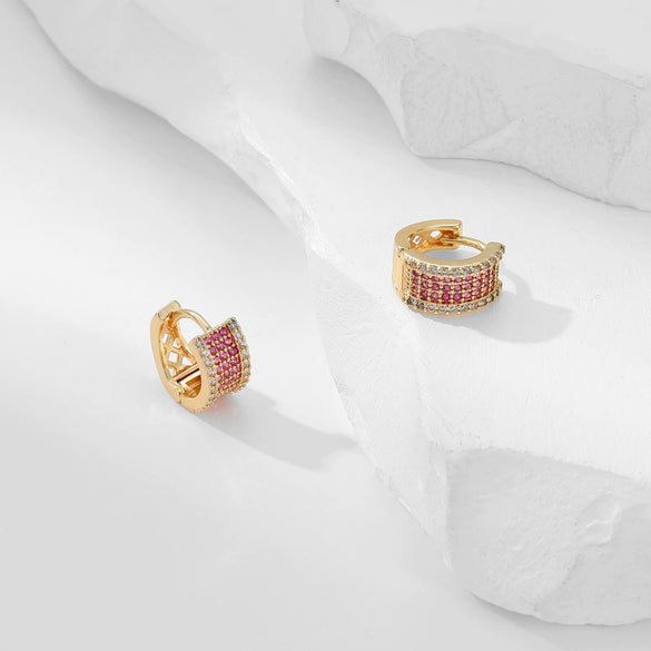 Wholesale Copper Geometric Inlaid Zircon Women's Small Square Earrings Light Luxury Simple Fashion