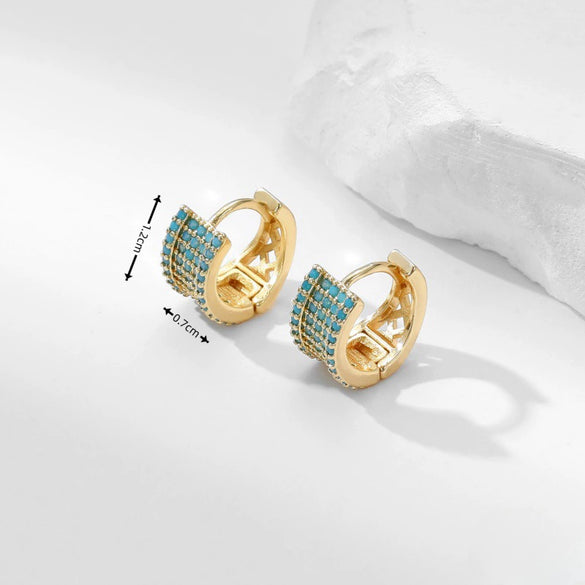 Wholesale Copper Geometric Inlaid Zircon Women's Small Square Earrings Light Luxury Simple Fashion