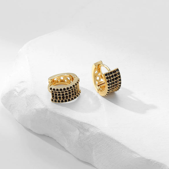 Wholesale Copper Geometric Inlaid Zircon Women's Small Square Earrings Light Luxury Simple Fashion
