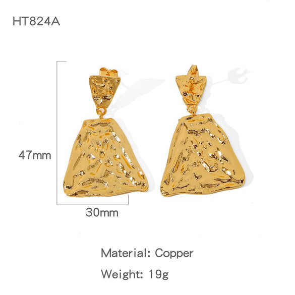 Wholesale Copper Geometric Irregular Cut Out Earrings With Electroplating Treatment