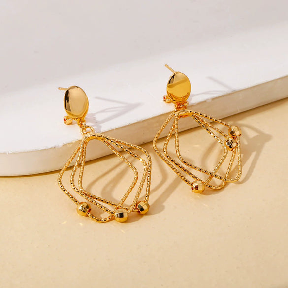 Wholesale Copper Geometric Irregular Cut Out Earrings With Electroplating Treatment