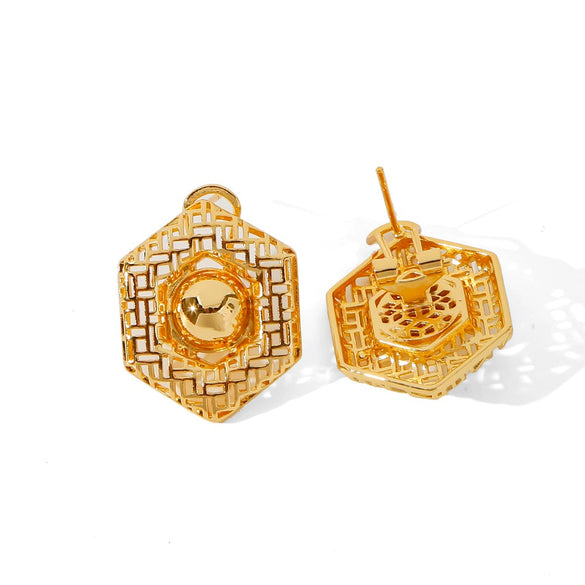 Wholesale Copper Geometric Irregular Cut Out Earrings With Electroplating Treatment