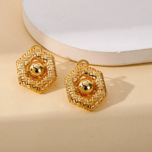 Wholesale Copper Geometric Irregular Cut Out Earrings With Electroplating Treatment