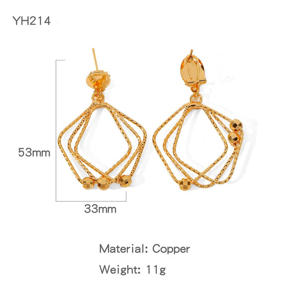 Wholesale Copper Geometric Irregular Cut Out Earrings With Electroplating Treatment