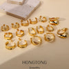 Wholesale Copper Geometric Irregular Round Electroplated Gold Earrings For Women