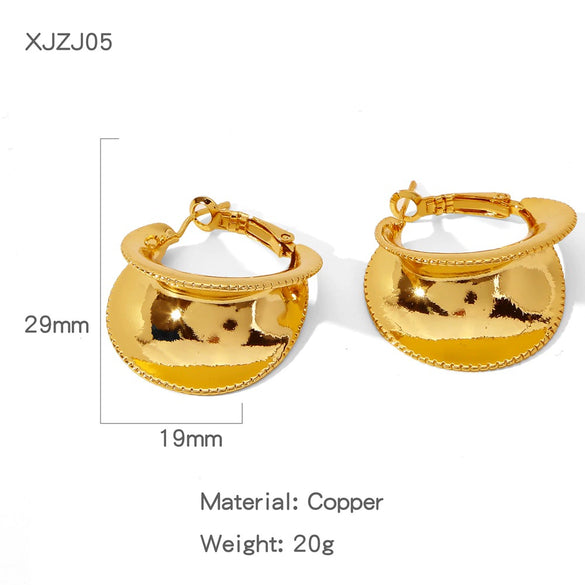 Wholesale Copper Geometric Irregular Round Electroplated Gold Earrings For Women