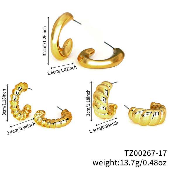 Wholesale Copper Geometric Irregular Women's Earrings Threepiece Set Retro Highend Allmatch Niche Exquisite