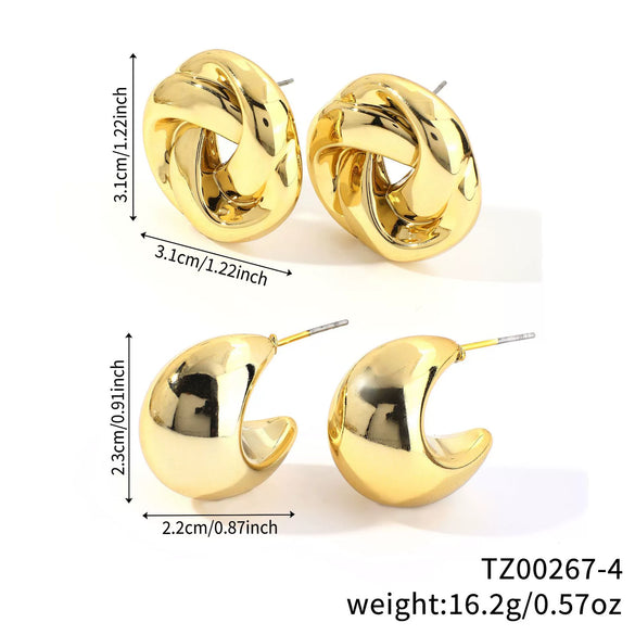 Wholesale Copper Geometric Irregular Women's Earrings Threepiece Set Retro Highend Allmatch Niche Exquisite