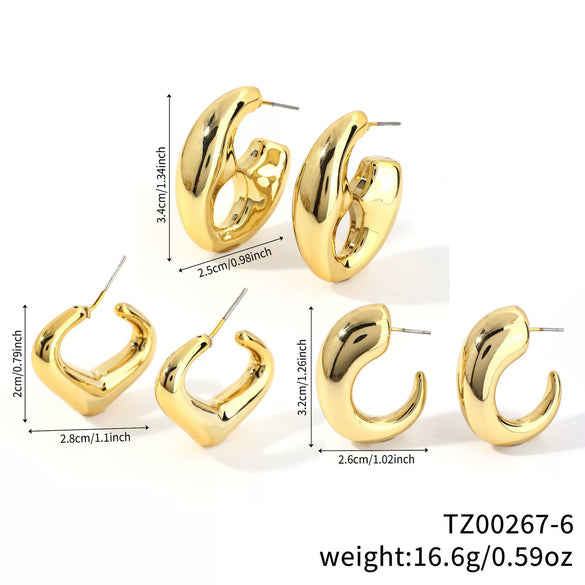 Wholesale Copper Geometric Irregular Women's Earrings Threepiece Set Retro Highend Allmatch Niche Exquisite