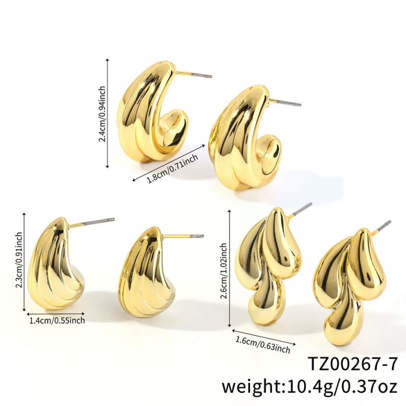Wholesale Copper Geometric Irregular Women's Earrings Threepiece Set Retro Highend Allmatch Niche Exquisite