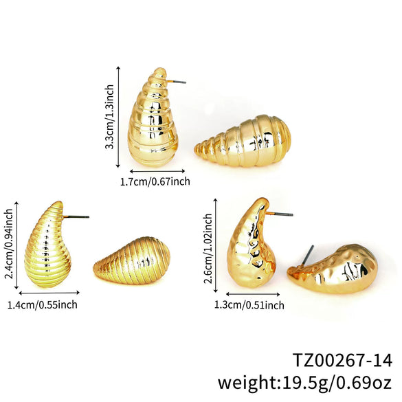 Wholesale Copper Geometric Irregular Women's Earrings Threepiece Set Retro Highend Allmatch Niche Exquisite