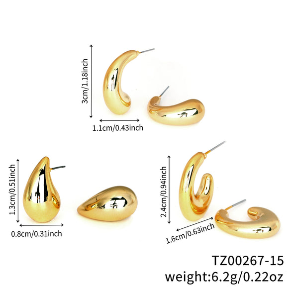 Wholesale Copper Geometric Irregular Women's Earrings Threepiece Set Retro Highend Allmatch Niche Exquisite