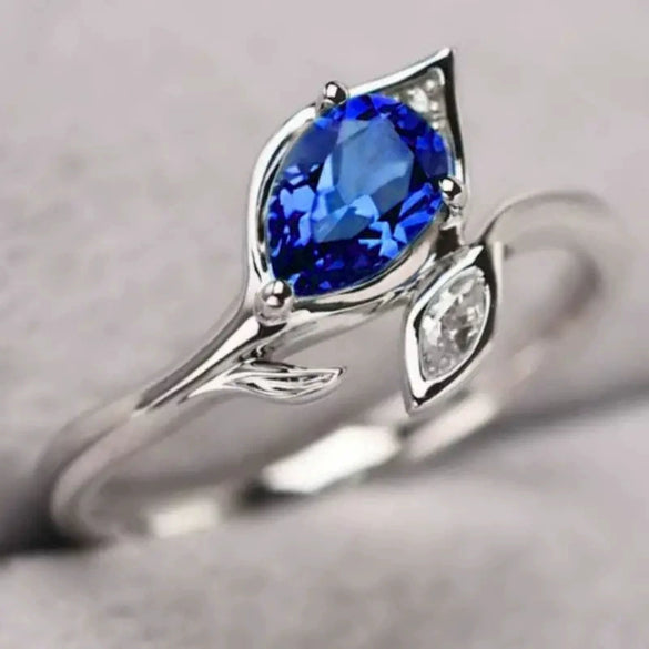 Wholesale Copper Geometric Leaf Zircon Inlaid Ring For Women