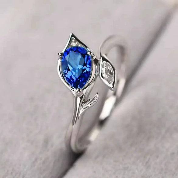 Wholesale Copper Geometric Leaf Zircon Inlaid Ring For Women