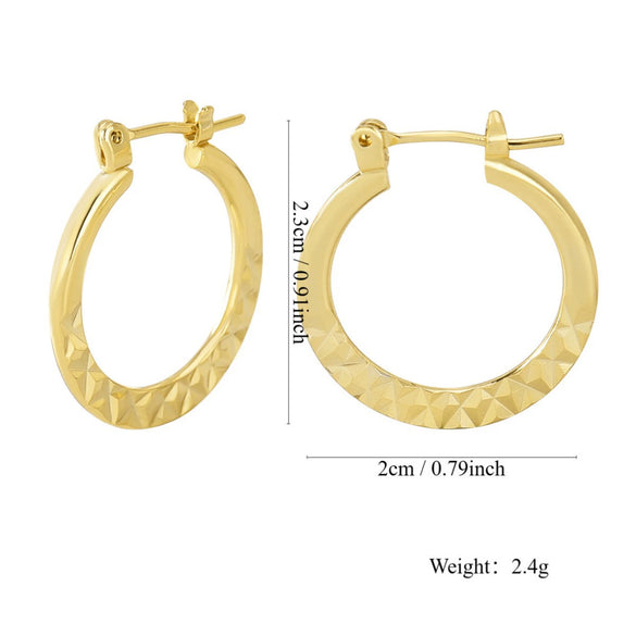Wholesale Copper Geometric Light Luxury Embossed Electroplated Women's Circle Earrings