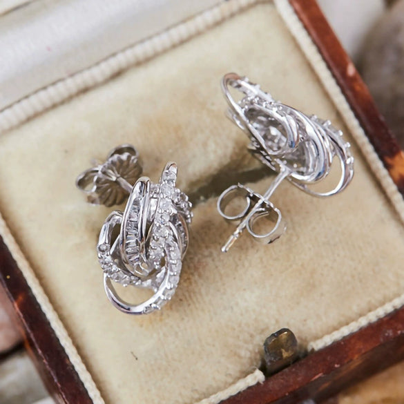 Wholesale Copper Geometric Line Winding Earrings Inlaid With Zircon For Women