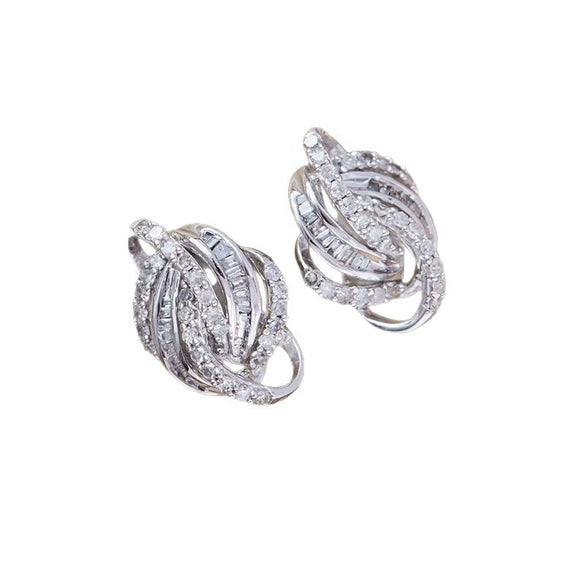 Wholesale Copper Geometric Line Winding Earrings Inlaid With Zircon For Women