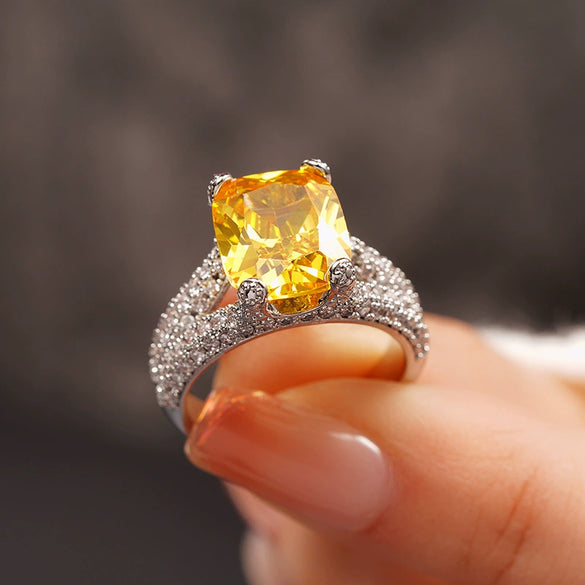 Wholesale Copper Geometric Luxury Ring With Round Zircon For Women