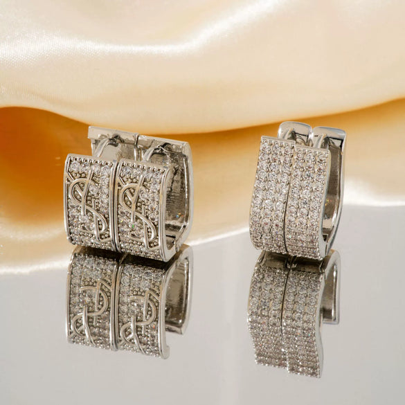 Wholesale Copper Geometric Microinlaid Zircon Earrings For Women