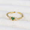 Wholesale Copper Geometric Micropaved Light Luxury Emerald Inlaid Ring For Women