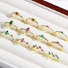 Wholesale Copper Geometric Micropaved Light Luxury Emerald Inlaid Ring For Women