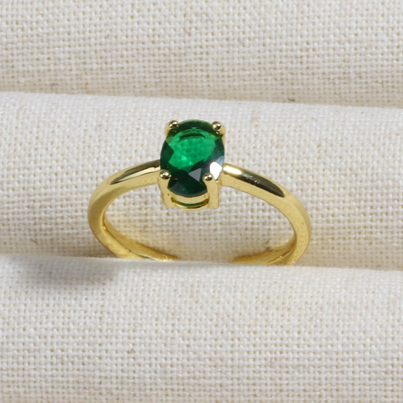 Wholesale Copper Geometric Micropaved Light Luxury Emerald Inlaid Ring For Women