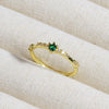 Wholesale Copper Geometric Micropaved Light Luxury Emerald Inlaid Ring For Women