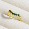 Wholesale Copper Geometric Micropaved Light Luxury Emerald Inlaid Ring For Women