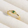 Wholesale Copper Geometric Micropaved Light Luxury Emerald Inlaid Ring For Women