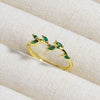 Wholesale Copper Geometric Micropaved Light Luxury Emerald Inlaid Ring For Women