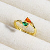 Wholesale Copper Geometric Micropaved Light Luxury Emerald Inlaid Ring For Women
