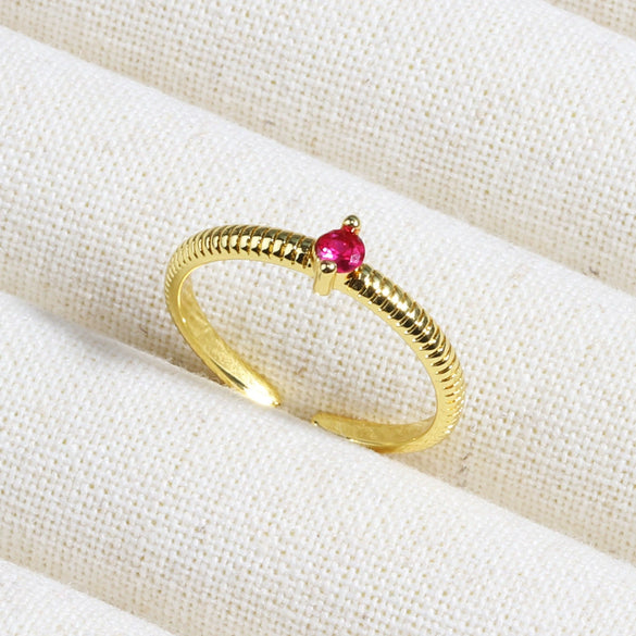 Wholesale Copper Geometric Micropaved Light Luxury Emerald Inlaid Ring For Women