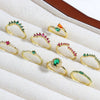Wholesale Copper Geometric Micropaved Light Luxury Emerald Inlaid Ring For Women