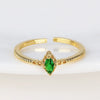 Wholesale Copper Geometric Micropaved Light Luxury Emerald Inlaid Ring For Women