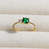Wholesale Copper Geometric Micropaved Light Luxury Emerald Inlaid Ring For Women