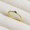 Wholesale Copper Geometric Micropaved Light Luxury Emerald Inlaid Ring For Women