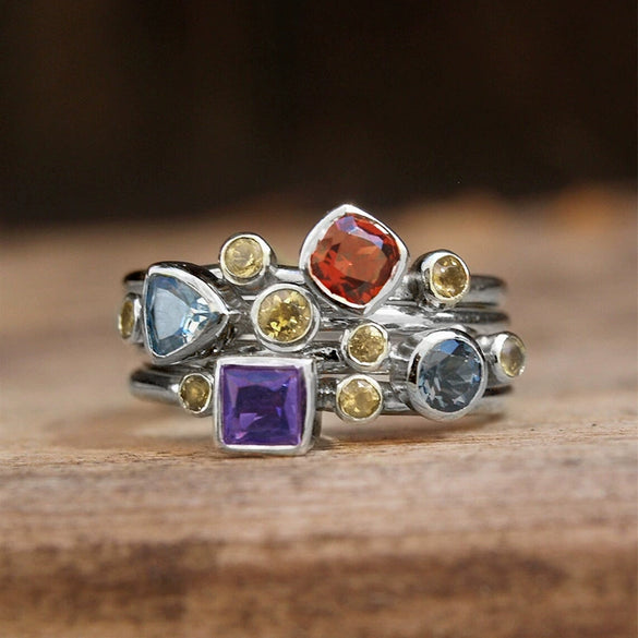 Wholesale Copper Geometric Multicolor Ring With Zirconia For Women