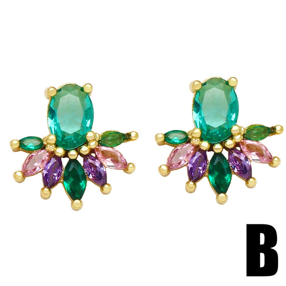 Wholesale Copper Geometric Natural Style Zircon Earrings