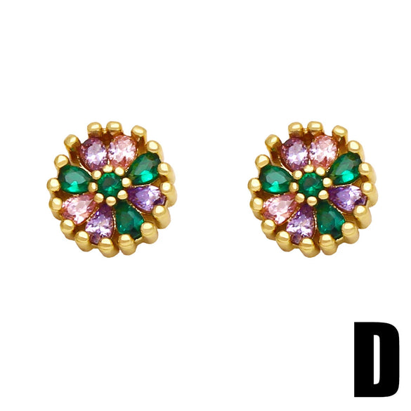 Wholesale Copper Geometric Natural Style Zircon Earrings